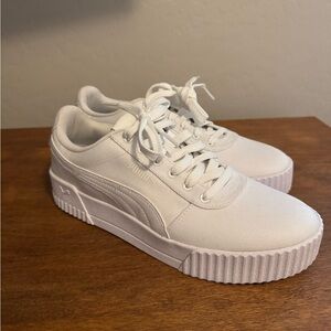 Puma White Platform Sneakers with Retro Style